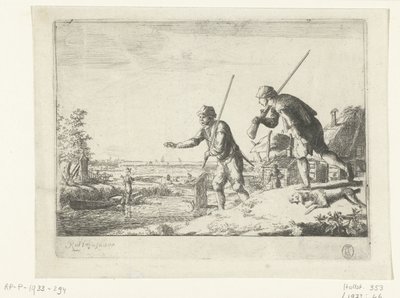 To soldater ved bredden af ​​en flod af Romeyn de Hooghe