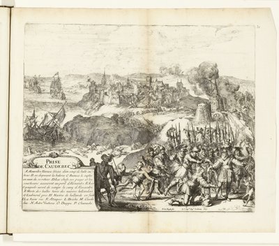 Verovering van Caudebec, 1592 Capture of Caudebec (titel på objekt) Wars of Flanders (serietitel) af Romeyn de Hooghe