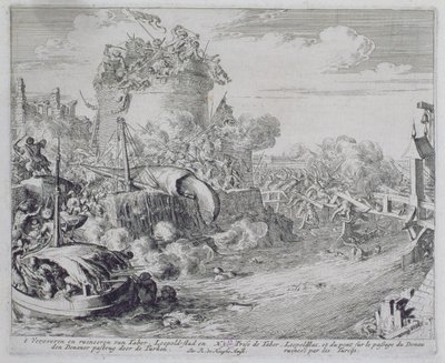 Vienna Print Cycle, Erobre Tabor Island i udkanten af Leopoldstadt, 1683 af Romeyn de Hooghe