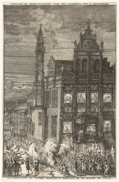 Glædestegn foran rådhuset, 1691 af Romeyn de Hooghe