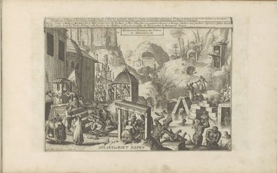 Zone i kasse Aflaet en Boet Papen / Absolution and Penitence of Priests in Abissinia, etc. (titel på objekt) Øst- og Vestindien og andre steder (serietitel) af Romeyn de Hooghe