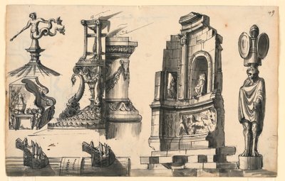 Arkitektoniske detaljer i klassisk og pseudo-klassisk stil af Romolo Achille Liverani