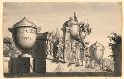 Scenedesign, gamle romerske grave af Romolo Achille Liverani