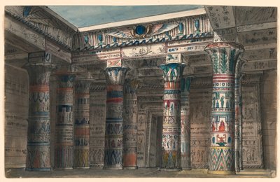 Scenedesign, egyptisk gårdhave af Romolo Achille Liverani