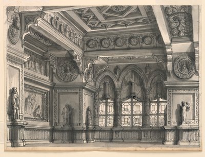 Scenedesign, gotisk rum af Romolo Achille Liverani