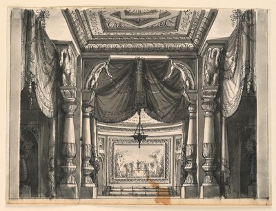 Scenedesign, interiør af Oriental Palace af Romolo Achille Liverani