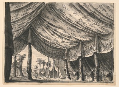 Scenedesign, Tent of Genghis Khan, til balletten "Genghis Khan" af Luigi Henry af Romolo Achille Liverani
