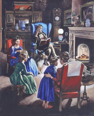 At vokse op gennem tiderne: The Poor Little Rich Girls of Britain (gouache på papir) af Ron Embleton
