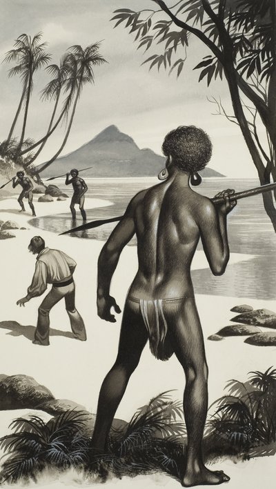 Herman Melville (1819-91) (gouache på papir) af Ron Embleton
