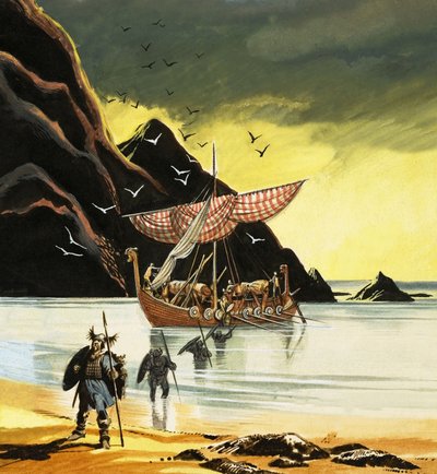 Leif Ericsson når den nye verden af Ron Embleton