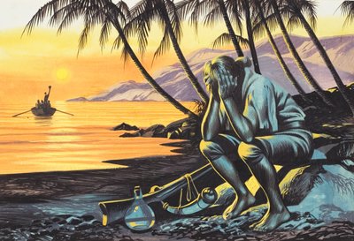 Marooned Man (gouache på papir) af Ron Embleton