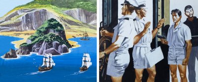 Men of the Jolly Roger: The Pirate Flags Come Down (gouache på papir) af Ron Embleton