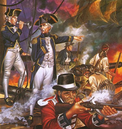 Nelson i slaget ved Trafalgar af Ron Embleton