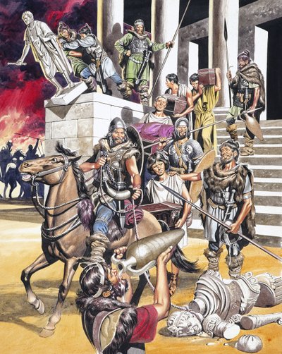 Romerrigets fald i Vesten (gouache på papir) af Ron Embleton