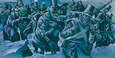The Retreat to Corunna (gouache på papir) af Ron Embleton