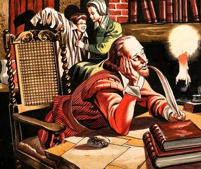 William Shakespeare skriver derhjemme af Ron Embleton