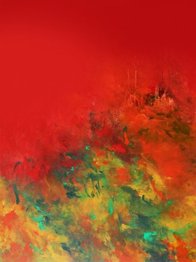 Levende rødt abstrakt af Ron Halfant