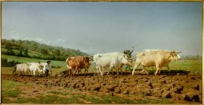 Nivernais-pløjningen, det synkende Maleri af Marie Rosalie Bonheur dit Rosa Bonheur (1822-1899) 1849 Søn. 1,3x2,6m Paris, Musee d