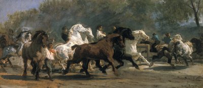 Studie for Hestemarkedet, 1852-54 af Rosa Bonheur