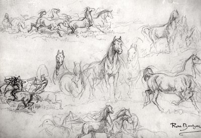 Studie af heste af Rosa Bonheur