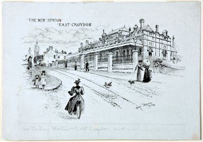 The New Station, East Croydon, juli 1896 (blæk på papir) af Rosa Clementina Petherick