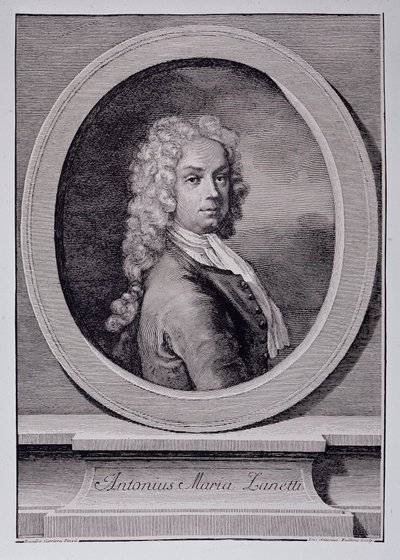 Portræt af Antonio Maria Zanetti, italiensk tegneserieskaber (gravering af Rosalba Giovanna (after) Carriera