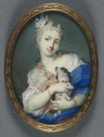 Kvinde med hund, 1710-1720. af Rosalba Giovanna Carriera
