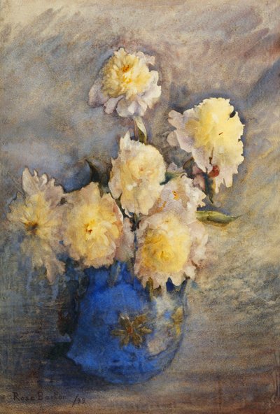 Pæoner i en blå vase, 1899 af Rose Maynard Barton