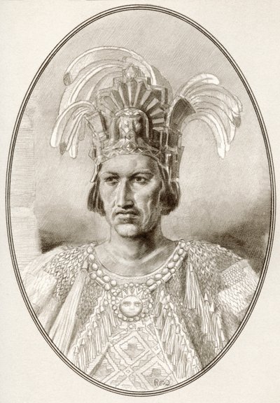Moctezuma II, fra levende biografier af berømte herskere. af Ross Gordon