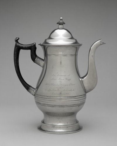 Kaffekande eller tekande, ca. 1830-1870 (tin, uidentificeret træ) af Roswell (attr.to) Gleason