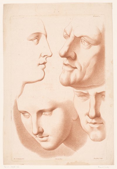 Hoveder af mand og kvinde Principper for at tegne fra naturen, del to (serietitel) IIe Cahier de Principes du Design d