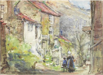 A Runswick Cottage (akvarel og kropsfarve på papir) af Rowland Henry Hill
