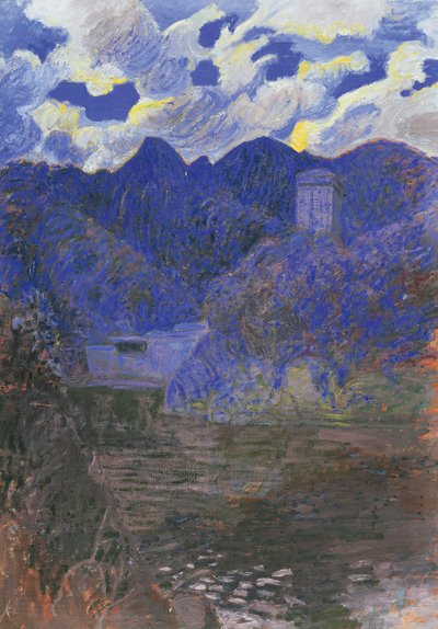 Forårets morgen i San Fruttuoso, af Rubaldo Merello (1872-1922), olie på lærred, 98x69 cm. Italien, 20. århundrede. af Rubaldo Merello