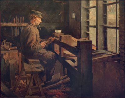 Hollandsk trædrejer på arbejde (Blokje-Maker) af Rudolf Gudden