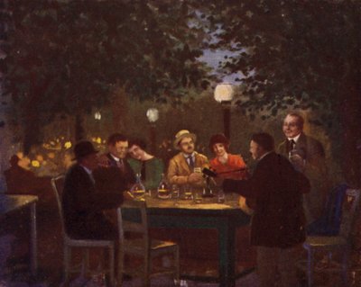 Et "Heurigen" parti (farve litho) af Rudolf Klingsbogl