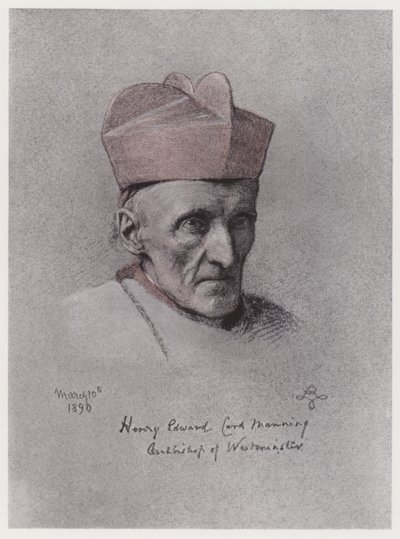Kardinal Manning (litho) af Rudolf Lehmann