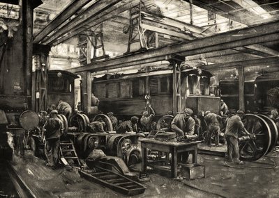 Tyske jernbaner - Reichsbahns værksted for elektriske lokomotiver i München. 1935 (tryk) af Rudolf Lipus