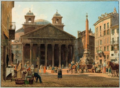 Das Pantheon und die Piazza della Rotonda i Rom af Rudolf von Alt