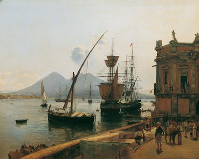Havnen i Napoli med Vesuv af Rudolf von Alt