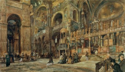 Indvendig udsigt over Markuskirken i Venedig af Rudolf von Alt