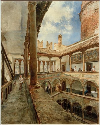 Innenhof des Buonconsiglio Slot i Trient af Rudolf von Alt