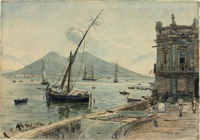 Napoli med Vesuv af Rudolf von Alt