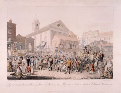 Valg i Covent Garden, London, 1818. af Rudolph Ackermann