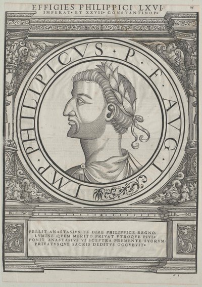 Den østromerske kejser Philippikos Bardanes (print) af Rudolph Wyssenbach