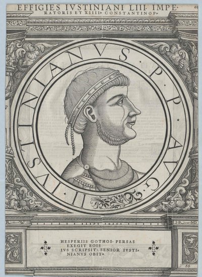 Kejser af det byzantinske rige Justinian I (print) af Rudolph Wyssenbach