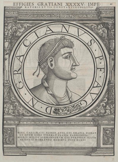 Den romerske kejser Gratianus (tryk) af Rudolph Wyssenbach