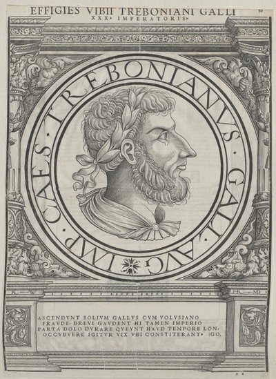 Den romerske kejser Trebonianus Gallus (tryk) af Rudolph Wyssenbach