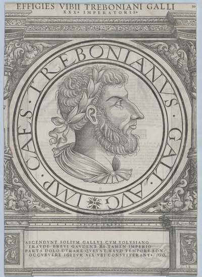 Den romerske kejser Trebonianus Gallus (tryk) af Rudolph Wyssenbach
