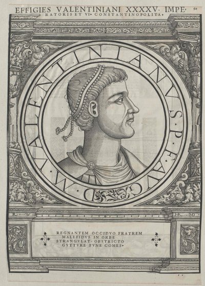 Den romerske kejser Valentinian II (tryk) af Rudolph Wyssenbach