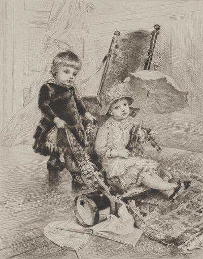 Lady in Her Carriage (drypoint) af Rudolphe Ernst